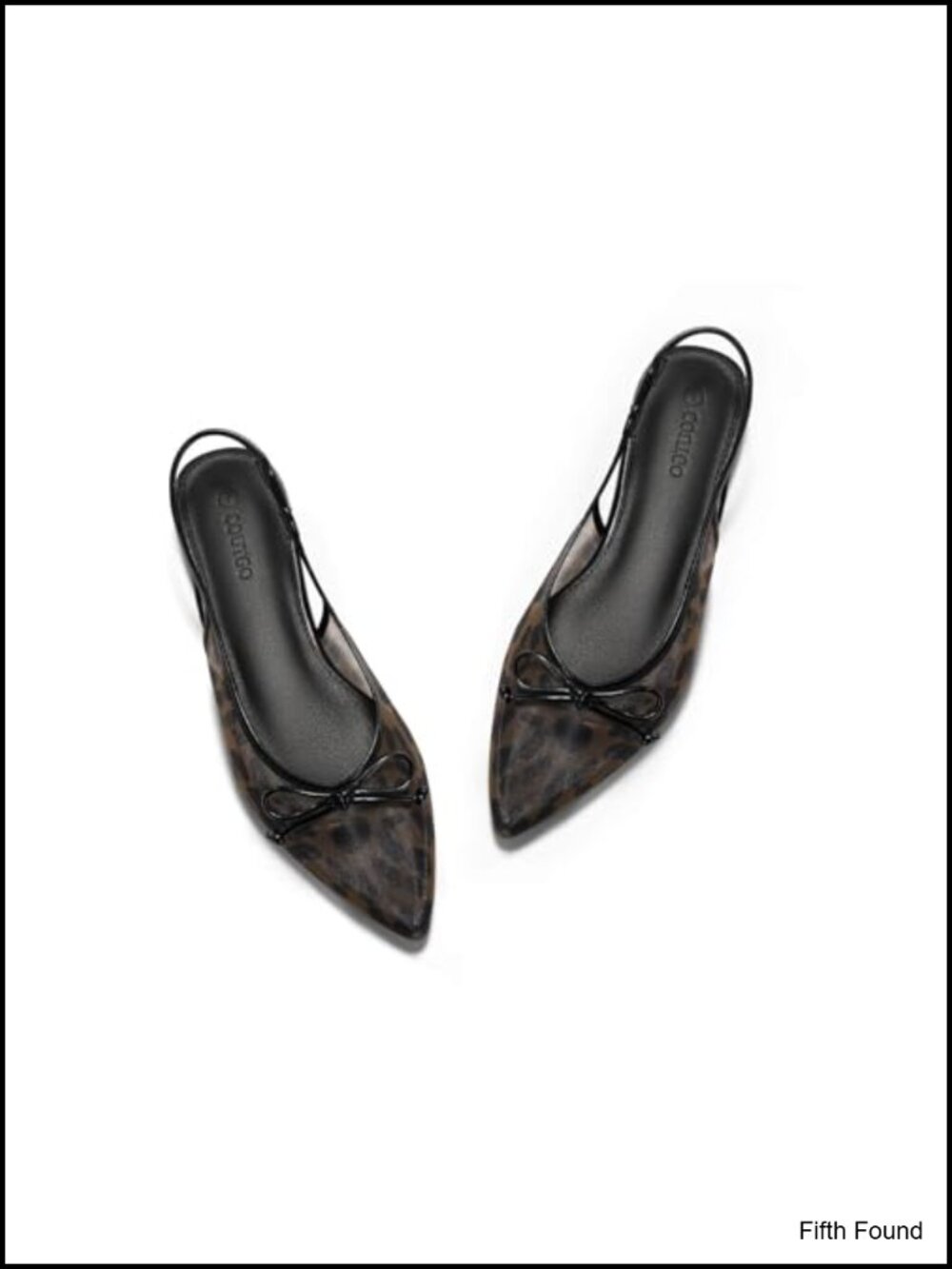 Coutgo Women's Slingback Flats Bow Pointed Toe Mesh Ballet Flats Low Heel Dress